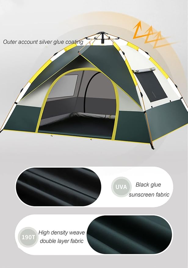 Green ECOTREK pop-up camping tent, lightweight and easy to set up, suitable for quick outdoor camping adventures.