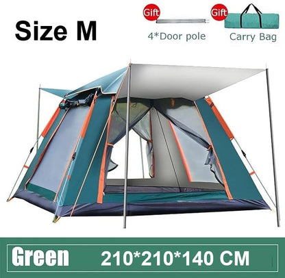 ECOTREK automatic pop-up camping tent set up outdoors, compact and lightweight for easy camping adventures.