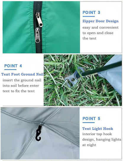 ECOTREK automatic pop-up camping tent set up outdoors, lightweight and easy to assemble for camping adventures.