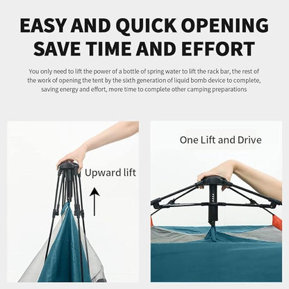 ECOTREK automatic pop-up camping tent set up outdoors, featuring lightweight design and easy setup for camping adventures.