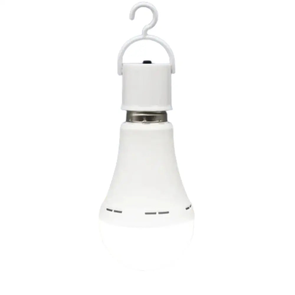 Habicare emergency light bulb in cool white, 7W, with 1500mAh battery, compact SS design for backup lighting.