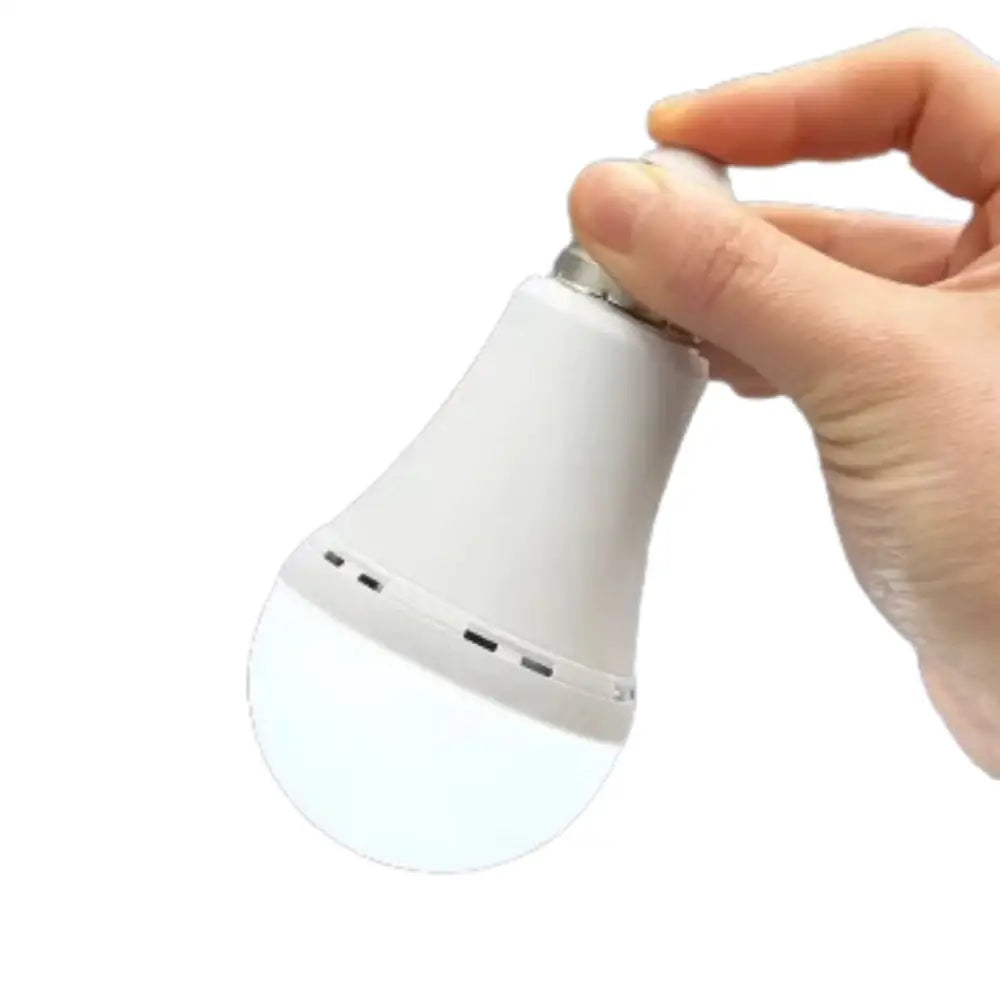 Habicare emergency light bulb in cool white, 7W with 1500mAh battery, compact SS design for backup lighting.