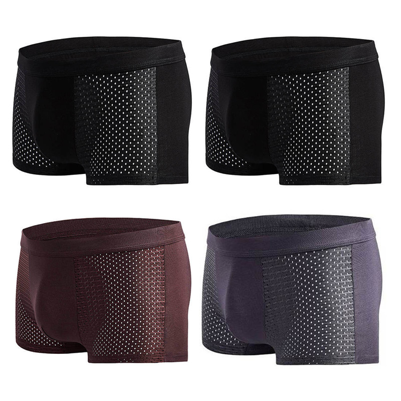 Men's Modal Boxer Shorts — Breathable Mesh Mid-Waist Underwear | Single & 4-Pack - ShopHub