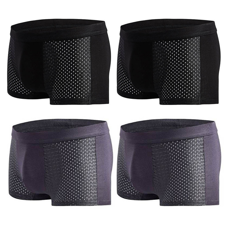 Men's Modal Boxer Shorts — Breathable Mesh Mid-Waist Underwear | Single & 4-Pack - ShopHub