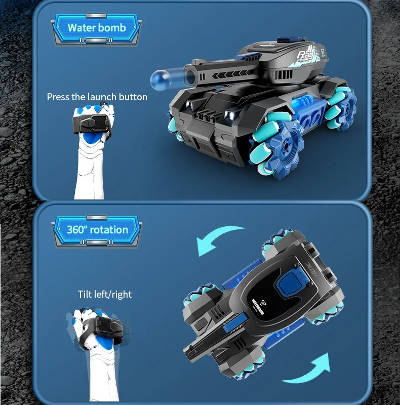 RC Tank Shoots Gesture Sensing Rc Stunt Car Light &amp; Music Water Bullet Ball dealonline.co.nz