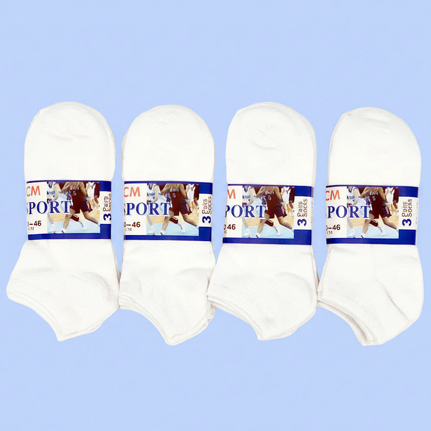 (12 Pairs) Thin Ankle Socks - WHITE - M7-11/ W8-12 dealonline.co.nz
