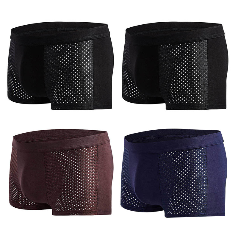 Men's Modal Boxer Shorts — Breathable Mesh Mid-Waist Underwear | Single & 4-Pack