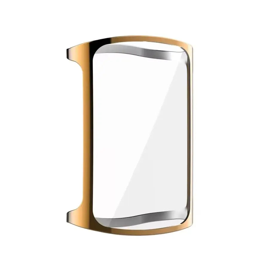 Gold protective watch case for Fitbit Charge 6 by Habicare, showcasing the sleek, durable cover on the device.