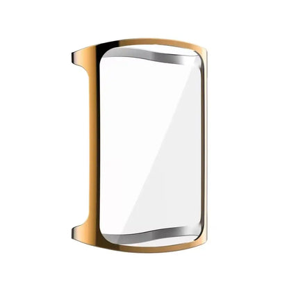 Gold protective watch case for Fitbit Charge 6 by Habicare, showcasing the sleek, durable cover on the device.