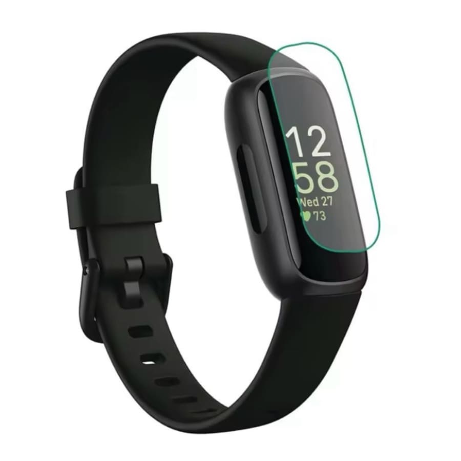 Two black Fitbit Inspire 3 screen protectors in a pack, designed for fitness tracker watch screen protection.
