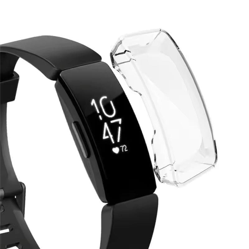 Clear protective case for Fitbit Inspire HR watch, fits the black fitness tracker, designed to shield and personalize the device.