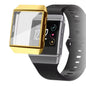 Gold protective case for Fitbit Ionic watch by Habicare, showcasing the sleek, durable watch cover on a Fitbit Ionic.