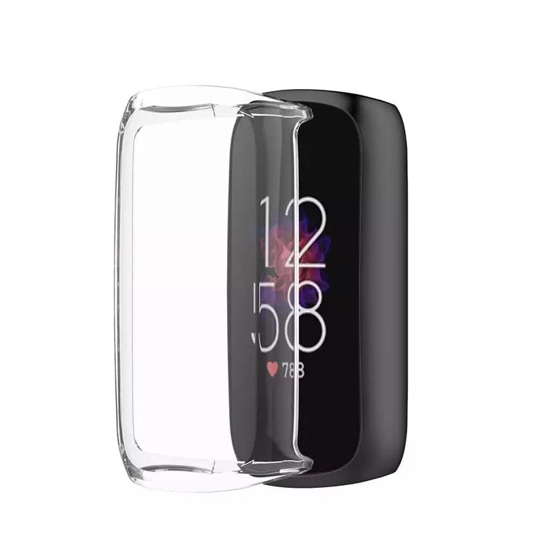 Clear protective watch case for Fitbit Luxe by That Watch Shop, showing a transparent cover on the device.