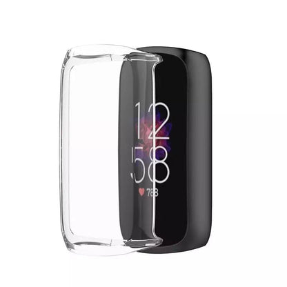 Clear protective watch case for Fitbit Luxe by That Watch Shop, showing a transparent cover on the device.
