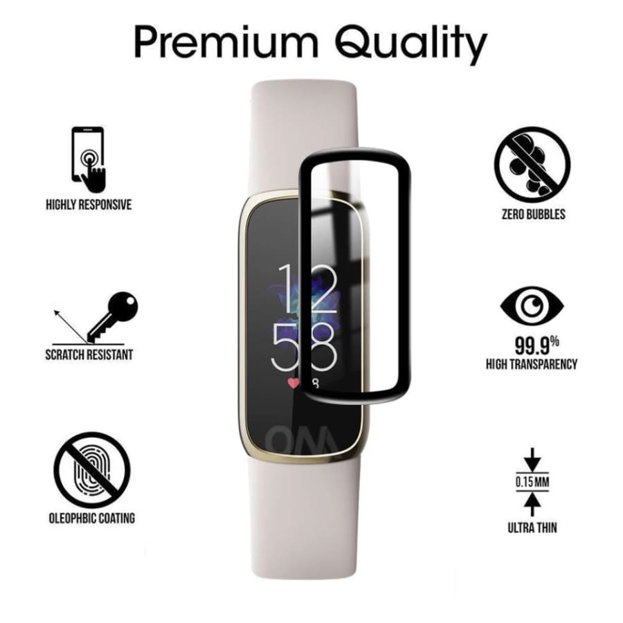 Pack of 2 Fitbit Luxe screen protectors by That Watch Shop, showing clear, protective film over the watch display.