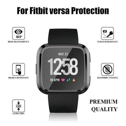 Black protective case for Fitbit Versa 1 smartwatch, designed to safeguard the device with a snug fit.