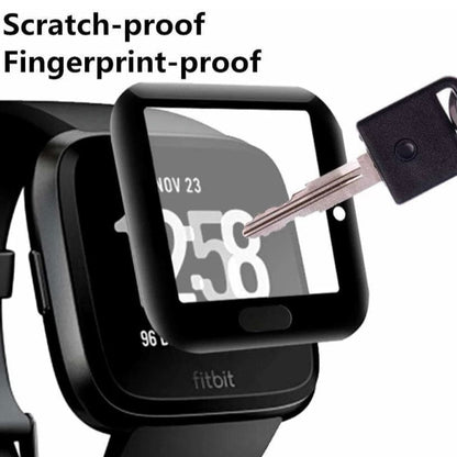 Fitbit Versa 1 watch screen protector by That Watch Shop, clear film covering the smartwatch screen for protection.