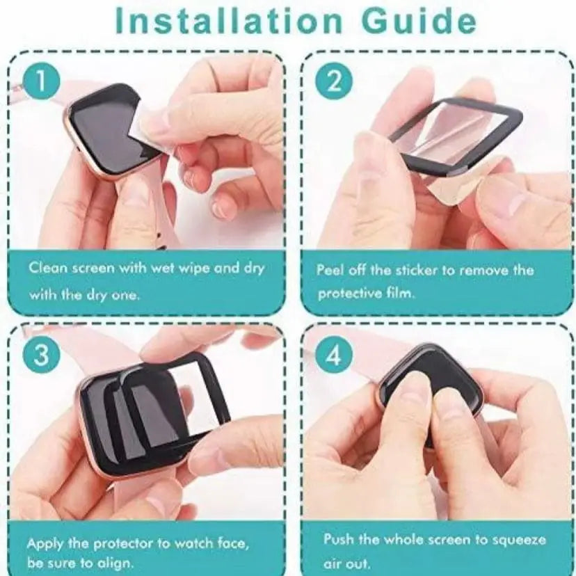 Pack of five Habicare Fitbit Versa 1 screen protectors for watch screens, providing durable protection and clear visibility.
