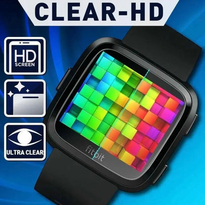 Set of five Habicare Fitbit Versa 1 screen protectors for watch screens, designed to safeguard and enhance display durability.