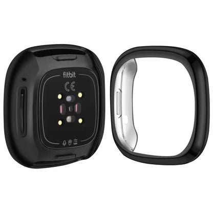 Black protective case for Fitbit Versa 2 by That Watch Shop, showing the durable watch cover on the device.