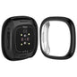 Black protective case for Fitbit Versa 2 by That Watch Shop, showing the durable watch cover on the device.