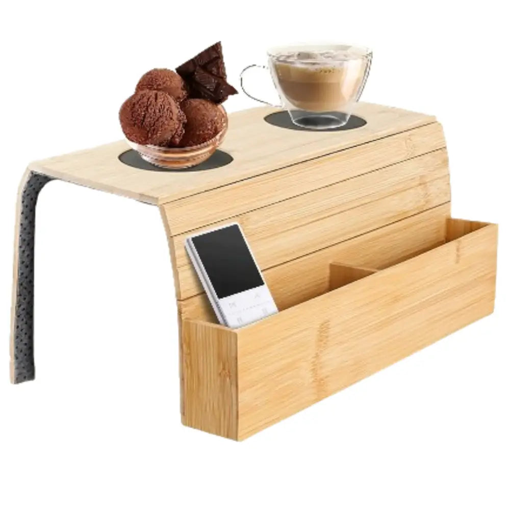 Foldable Bamboo Sofa Armrest Table with Cup Holder (2 colours available) Habicare