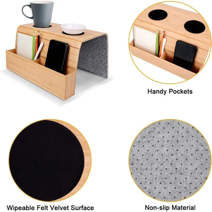 Foldable Bamboo Sofa Armrest Table with Cup Holder (2 colours available) Habicare
