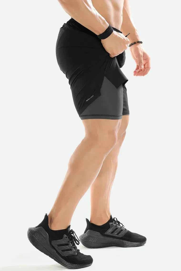 2 in 1 Compression Shorts Black