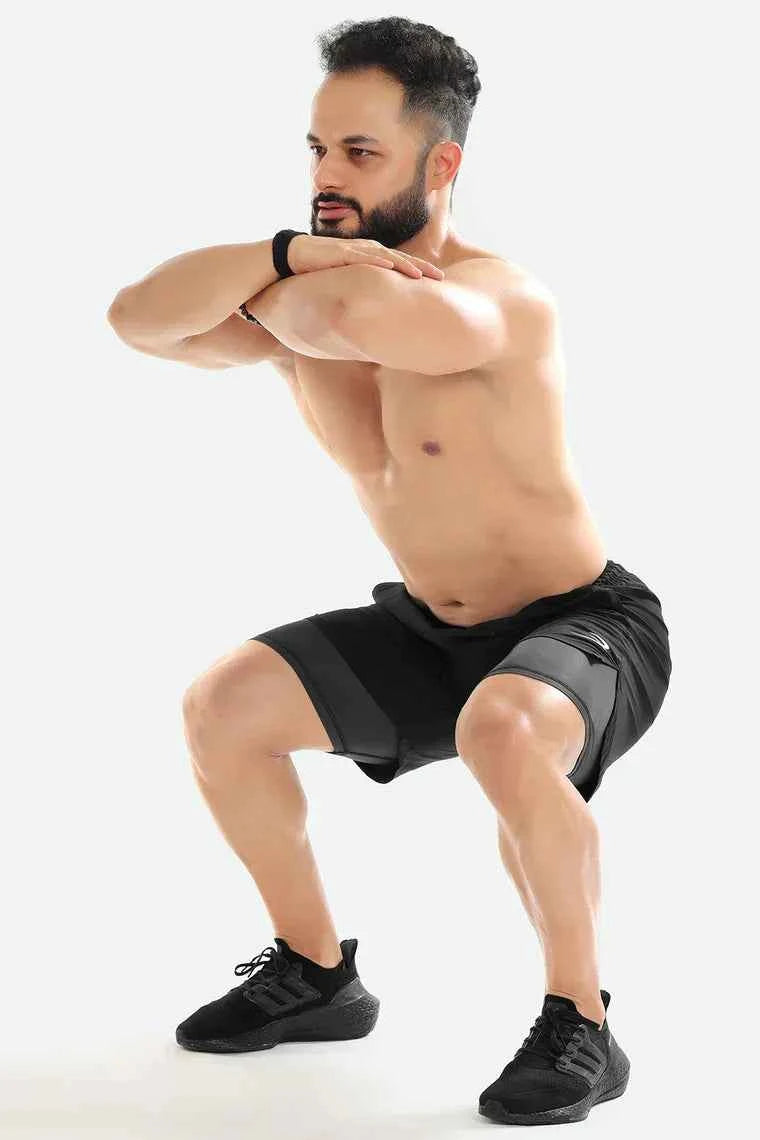 2 in 1 Compression Shorts Black