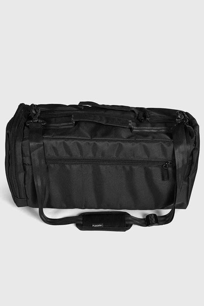 Black Fuaark Nz Elite Duffle Bag with sturdy handles and spacious main compartment for travel and gym use.