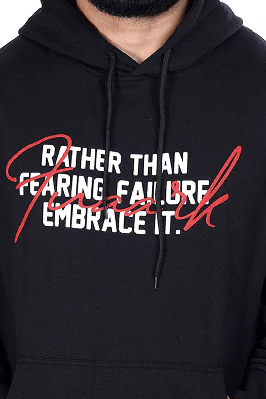 Oversized black hoodie by Fuaark Nz with Frosted Design, featuring a comfortable fit and stylish black fabric.