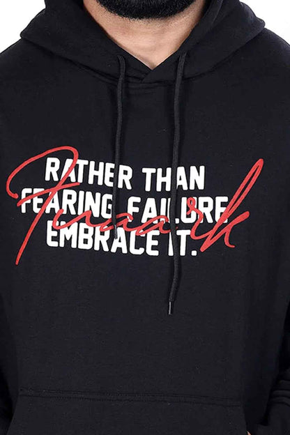 Oversized black hoodie by Fuaark Nz with Frosted Design, featuring a comfortable fit and stylish black fabric.