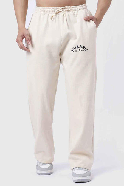 Beige Laidback Relaxed Pants joggers by Fuaark NZ, featuring a comfortable fit and casual style, shown on a model.