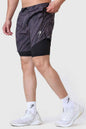 Fuaark Nz 2-in-1 printed compression shorts in graphite with colorful design, made for athletic performance and active wear.