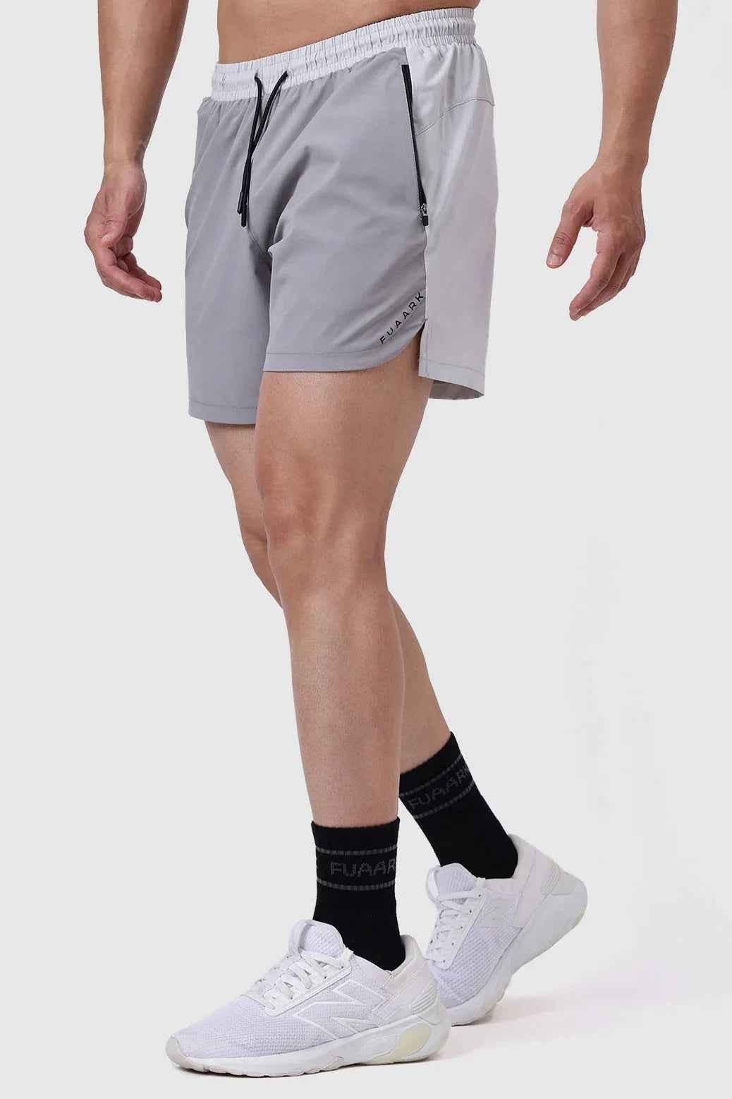 Light grey Snap Colourblock Shorts by Fuaark Nz featuring a stylish colorblock design and casual fit, perfect for everyday wear.