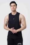 Fuaark Drift Black Deep Cut Muscle Tank – Deep Armhole, Moisture‑Wicking