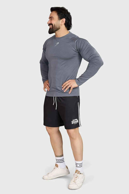 Light grey Midnight full-sleeves T-shirt by Fuaark NZ, shown flat with visible round neckline and long sleeves.