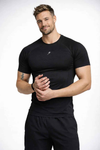 Power Black Seamless Workout T-Shirt - Moisture-Wicking, 4-Way Stretch Comfort