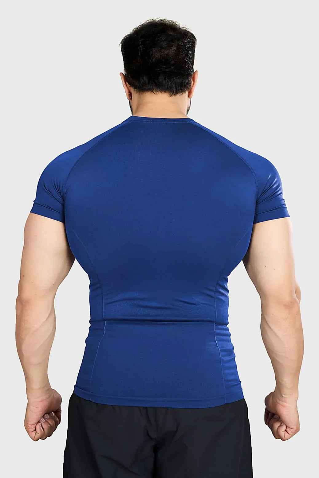 Blue Fuaark NZ Power Seamless T-shirt, close-up of soft, fitted fabric with subtle branding details.