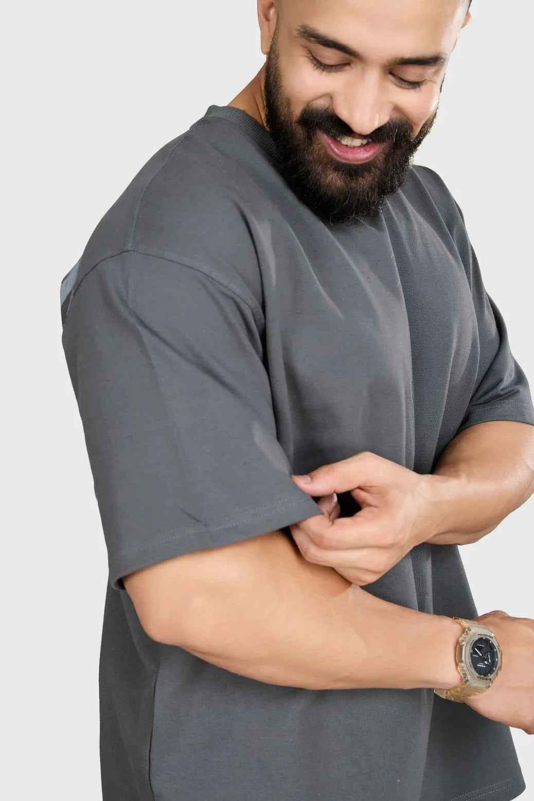 Fuaark Nz heavyweight oversized grey T-shirt, soft and comfortable, perfect for casual wear and relaxed style.