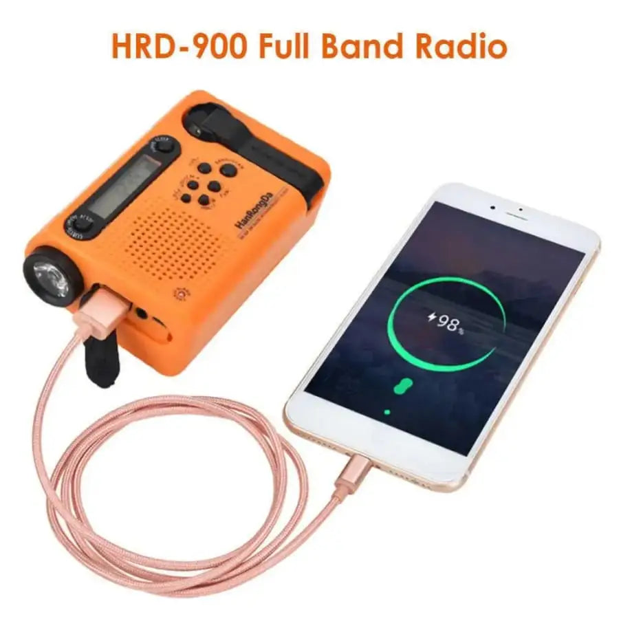 Full Band AM/FM/SW1/SW2 Radio, Torch, Solar Panel & Hand Crank - Power Bank Habicare