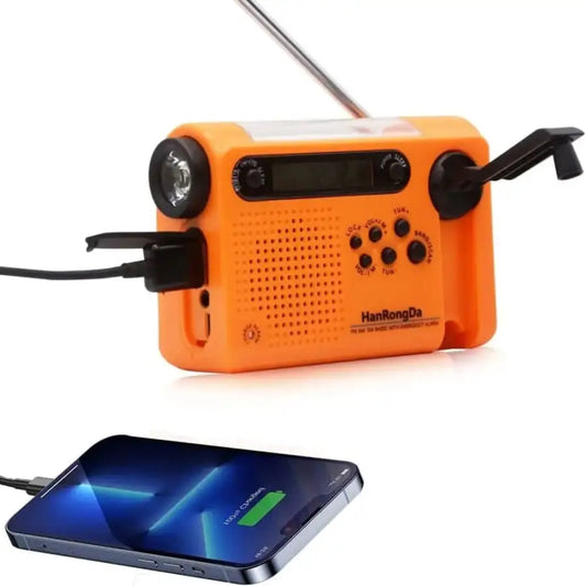Full Band AM/FM/SW1/SW2 Radio, Torch, Solar Panel & Hand Crank - Power Bank Habicare