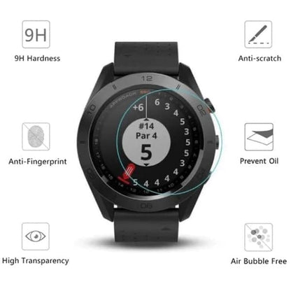 Black Garmin Approach S40 watch screen protector, protective film for smartwatch display, designed for Garmin Approach S40.