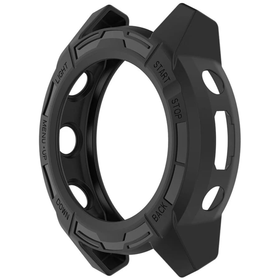 Black protective watch case for Garmin Descent G1 and G2 by That Watch Shop, designed to safeguard the watch.