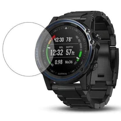 Set of six black hydrogel screen protectors for Garmin Descent Mk1 watch, designed to protect the watch screen from scratches and damage.