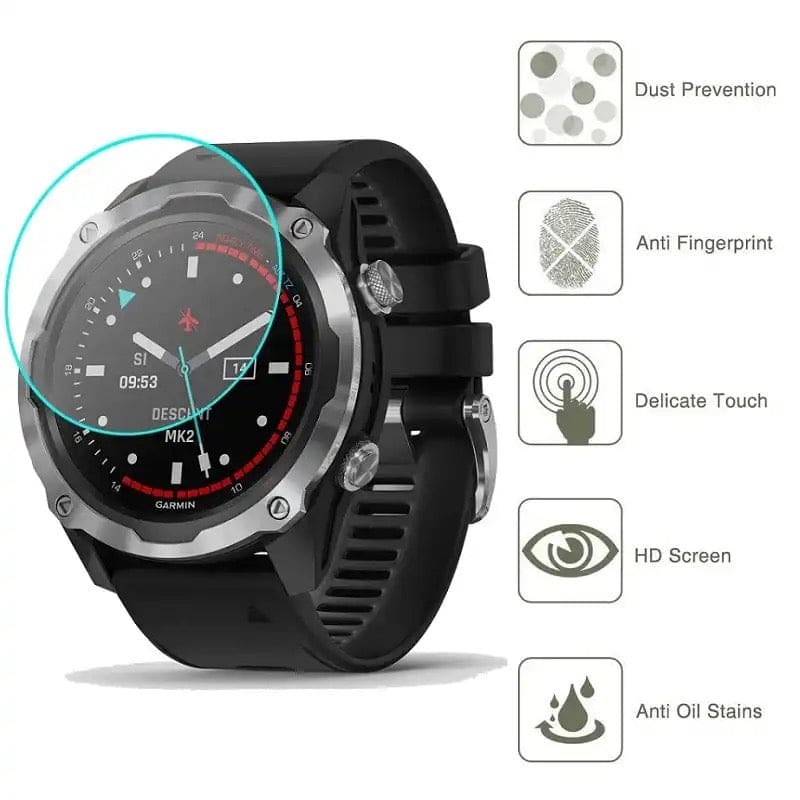 Garmin Descent Mk2/Mk2i watch screen protector, clear protective film for smartwatch display, by That Watch Shop.