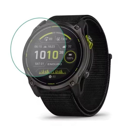 Black Garmin Enduro 3 watch screen protectors, pack of 2, designed to shield smartwatch screens from scratches and impacts.