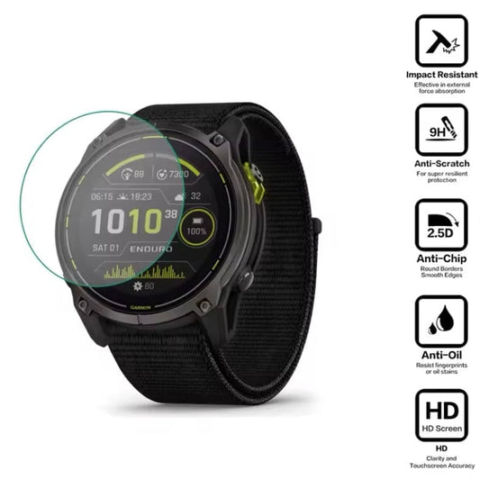 Pack of two Garmin Enduro 3 watch screen protectors showing clear, durable plastic covers for smartwatch display protection.