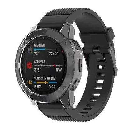 Clear protective case for Garmin Enduro smartwatch, designed to shield the watch from bumps and scratches.