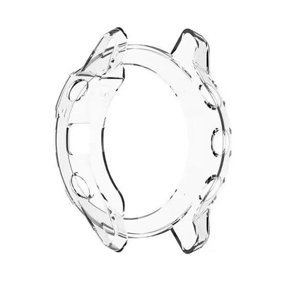 Clear Habicare protective case for Garmin Enduro watch, showing a transparent, durable cover fitting snugly over the watch.